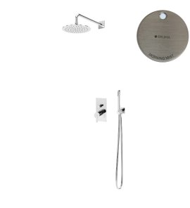 Bruma Lusa Zestaw natryskowy podtynkowa Ø 250 mm z ramieniem ściennym Morning Mist 1017651MM