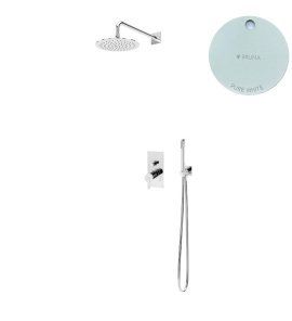 Bruma Lusa Zestaw natryskowy podtynkowa Ø 250 mm z ramieniem ściennym Pure White 1017651PW