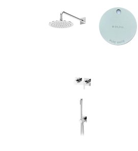 Bruma Lusa Zestaw natryskowy podtynkowy z deszczownicą Ø 250 mm ze słuchawką prysznicową Pure White 1017531PW