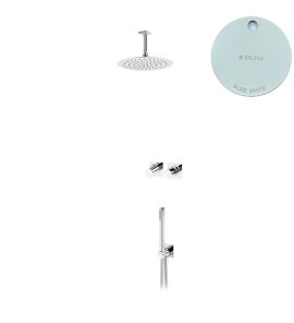 Bruma Lusa Zestaw natryskowy podtynkowy z deszczownicą Ø 250 mm ze słuchawką prysznicową Pure White 1016632PW