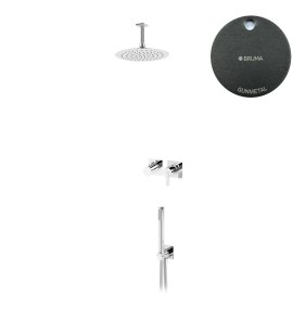 Bruma Lusa Zestaw natryskowy podtynkowy z deszczownicą Ø 250 mm ze słuchawką prysznicową Gunmetal 1016631MG