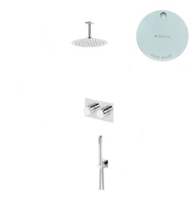 Bruma Lusa Zestaw natryskowy podtynkowy z deszczownicą Ø 250 mm ze słuchawką prysznicową Pure White 1875631PW