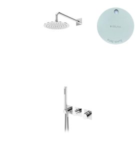 Bruma Lusa Zestaw natryskowy podtynkowy z deszczownicą ścienną Ø 250 mm Pure White 1015832PW