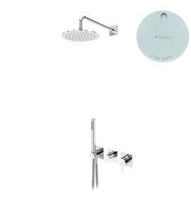 Bruma Lusa Zestaw natryskowy podtynkowy z deszczownicą ścienną Ø 250 mm Pure White 1015831PW