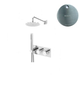 Bruma Lusa Zestaw natryskowy podtynkowy z deszczownicą ścienną Ø 250 mm Satinox 1874831ST