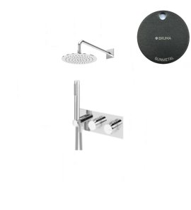 Bruma Lusa Zestaw natryskowy podtynkowy z deszczownicą ścienną Ø 250 mm Gunmetal 1874831MG