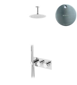 Bruma Lusa Zestaw natryskowy Ø 250 mm termostatyczny podtynkowy z ramieniem sufitowym Satinox 1874901ST