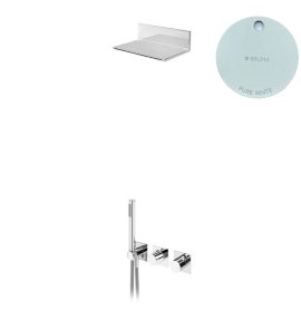 Bruma Lusa Zestaw natryskowy podtynkowy z natryskiem kaskadowym Pure White 1015882PW