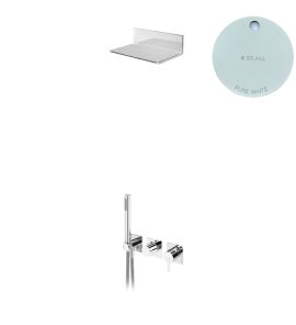 Bruma Lusa Zestaw natryskowy podtynkowy z natryskiem kaskadowym Pure White 1015881PW