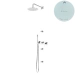 Bruma Lusa Zestaw natryskowy podtynkowa Ø 250 mm z 3 dyszami ściennymi i ze słuchawką Pure White 1017831PW