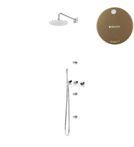 Bruma Lusa Zestaw natryskowy podtynkowa Ø 250 mm z 3 dyszami ściennymi i ze słuchawką Sunset 1017831SS