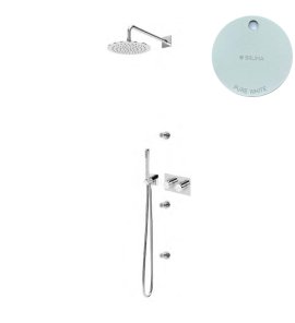 Bruma Lusa Zestaw natryskowy podtynkowa Ø 250 mm z 3 dyszami ściennymi i ze słuchawką Pure White 1876331PW