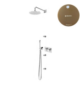Bruma Lusa Zestaw natryskowy podtynkowa Ø 250 mm z 3 dyszami ściennymi i ze słuchawką Sunset 1876331SS