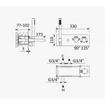 Bruma Lusa Zestaw wannowo-natryskowa podtynkowy z deszczownicą Ø 250 mm Pure White 1873731PW