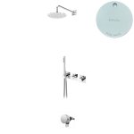 Bruma Lusa Zestaw wannowo-natryskowy podtynkowy z deszczownicą Ø 250 mm z odpływem Pure White 1013632PW