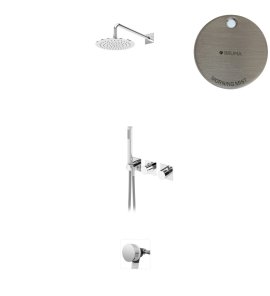 Bruma Lusa Zestaw wannowo-natryskowy podtynkowy z deszczownicą Ø 250 mm z odpływem Morning Mist 1013632MM