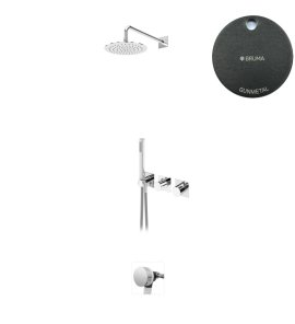 Bruma Lusa Zestaw wannowo-natryskowy podtynkowy z deszczownicą Ø 250 mm z odpływem Gunmetal 1013632MG