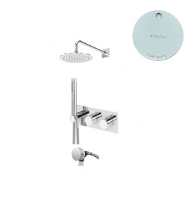 Bruma Lusa Zestaw wannowo-natryskowa podtynkowy z deszczownicą Ø 250 mm Pure White 1874331PW