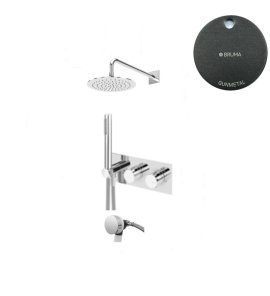 Bruma Lusa Zestaw wannowo-natryskowa podtynkowy z deszczownicą Ø 250 mm Gunmetal 1874331MG