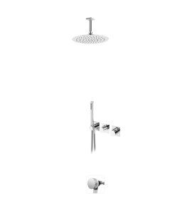 Bruma Lusa Zestaw wannowo-natryskowy podtynkowy z deszczownicą Ø 250 mm z odpływem Chrom 1013602CR