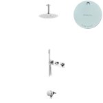 Bruma Lusa Zestaw wannowo-natryskowy podtynkowy z deszczownicą Ø 250 mm z odpływem Pure White 1013602PW