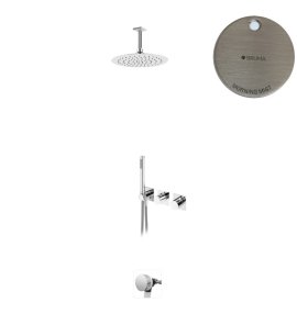 Bruma Lusa Zestaw wannowo-natryskowy podtynkowy z deszczownicą Ø 250 mm z odpływem Morning Mist 1013602MM