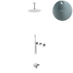 Bruma Lusa Zestaw wannowo-natryskowy podtynkowy z deszczownicą Ø 250 mm z odpływem Satinox 1013601ST