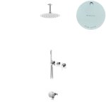 Bruma Lusa Zestaw wannowo-natryskowy podtynkowy z deszczownicą Ø 250 mm z odpływem Pure White 1013601PW