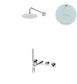 Bruma Lusa Zestaw wannowo-natryskowa podtynkowy z deszczownicą Ø 250 mm Pure White 1013112PW