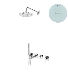 Bruma Lusa Zestaw wannowo-natryskowa podtynkowy z deszczownicą Ø 250 mm Pure White 1013111PW