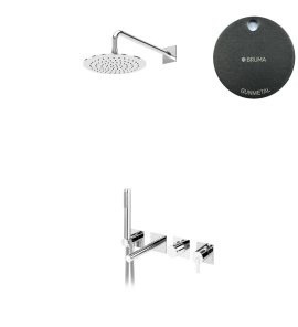 Bruma Lusa Zestaw wannowo-natryskowa podtynkowy z deszczownicą Ø 250 mm Gunmetal 1013111MG