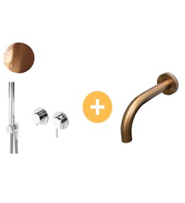       Bruma Lusitano Zestaw Lusitano Bateria wannowo-natryskowa podtynkowa + Wylewka wannowa ścienna 17 cm sunset ZESTAW4/SUNSET WYPRZEDAŻ KOLORU