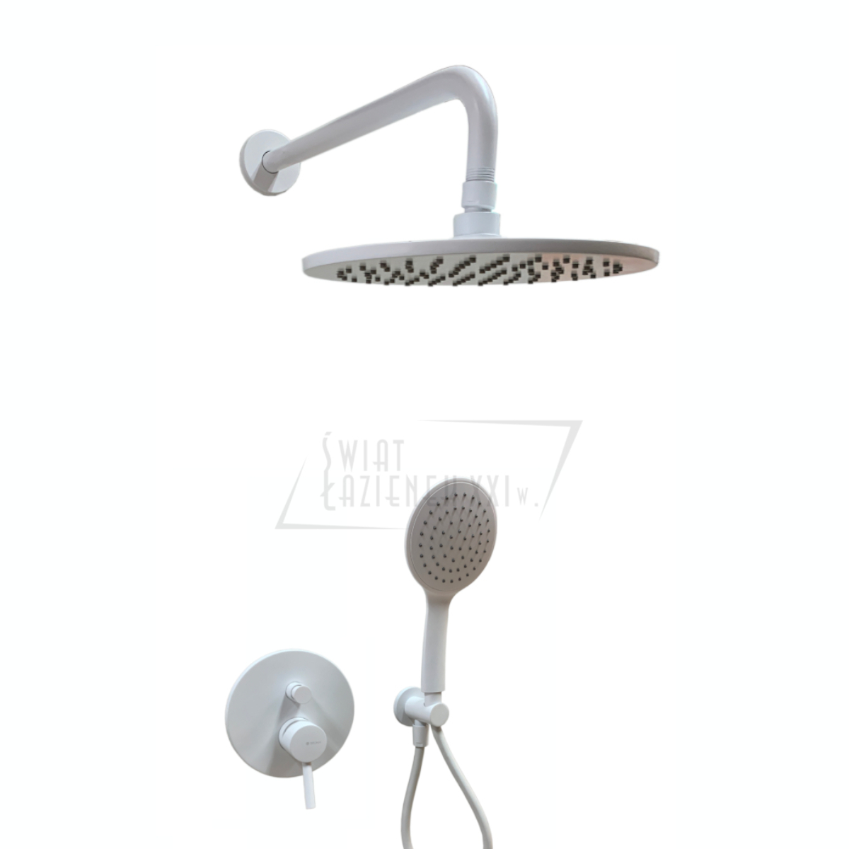 Bruma Lusitano Zestaw natryskowy Ø 250 mm Podtynkowy z ramieniem ściennym i słuchawką Pure white 1077608PW W MAGAZYNIE!!
