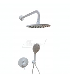       Bruma Lusitano Zestaw natryskowy 200 mm Podtynkowy z ramieniem ściennym i słuchawką Pure white 1077606PW WIETRZENIE MAGAZYNU!!