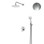 Bruma Lusitano Zestaw natryskowy Ø 250 mm Podtynkowy z ramieniem ściennym i słuchawką Satinox 1077608ST