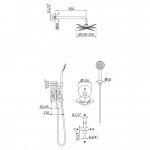 Bruma Lusitano Zestaw natryskowy Ø 250 mm Podtynkowy z ramieniem ściennym i słuchawką Satinox 1077608ST