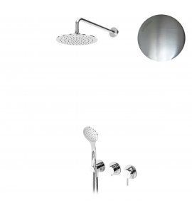 Bruma Lusitano Zestaw natryskowy 250 mm Podtynkowy z ramieniem ściennym i słuchawką Satinox 1075702ST