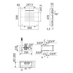 Bruma Navy Zestaw natryskowy termostatyczny z deszczownicą sufitową 500x500 mm ze strumieniem kaskadowym i słuchawką prysznicową Morning Mist 1907881MM