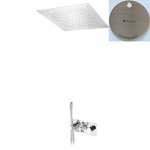 Bruma Navy Zestaw natryskowy termostatyczny z deszczownicą sufitową 500x500 mm i słuchawką prysznicową Morning Mist 1907871MM