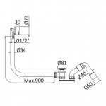 Bruma Odpływ wannowy klik-klak z napełnianiem przez przelew i syfonem Sunrise 1610006SR