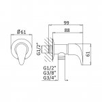 Bruma Liz Przyłącze kątowe węża z zaworem 3/8" Chrom 1152801CR