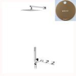 Bruma Royale Bateria wannowo-natryskowa podtynkowa z deszczownicą ścienną 250x250 mm i zestawem natryskowym Sunset 1923121SS