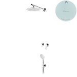 Bruma Spring Zestaw natryskowy z deszczownicą Ø 250 mm ścienną i słuchawką prysznicową Pure White 1127400PW