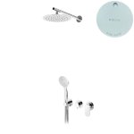 Bruma Spring Zestaw natryskowy z deszczownicą Ø 250 mm ścienną i słuchawką prysznicową Pure White 1125721PW