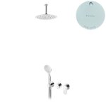 Bruma Spring Zestaw natryskowy z deszczownicą Ø 250 mm sufitową i słuchawką prysznicową Pure White 1125821PW