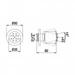 Bruma UniElo Dysza ścienna prysznicowa Ø 50 mm Chrom 1455603CR