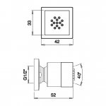 Bruma UniQuadra Dysza ścienna prysznicowa 42x42 mm Chrom 1455606CR