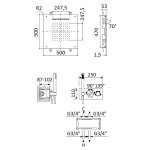 Bruma Utopia Zestaw natryskowy termostatyczny podtynkowy z deszczownicą 500x500 mm sufitową i słuchawką Night Sky 1837881NS