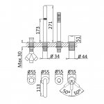 Bruma X-Alpha Bateria 4-otworowa wannowa na brzeg wanny Satin stainless steel 1869902IS