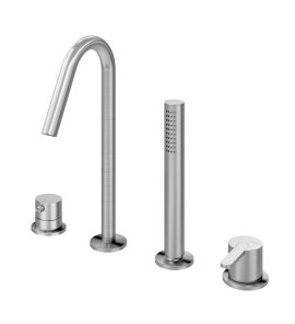 Bruma X-Alpha Bateria 4-otworowa wannowa na brzeg wanny Satin stainless steel 1869901IS